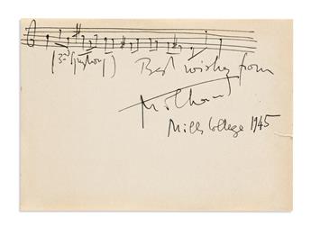 (MUSICIANS--20TH CENTURY.) Group of 8 items Signed, or Signed and Inscribed.